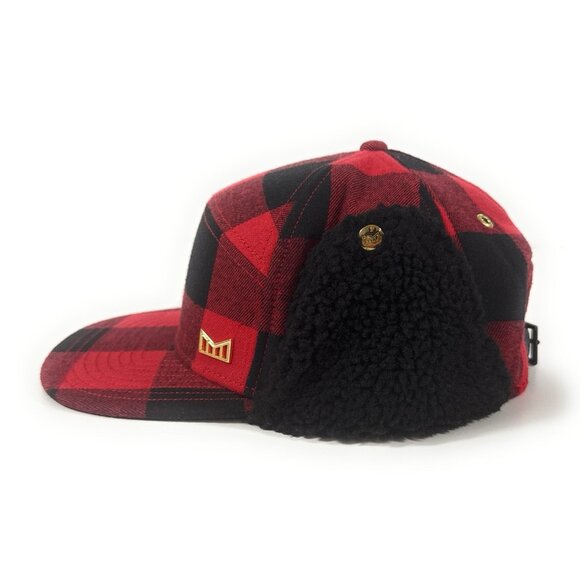 Melin Thermal Lumberjack Strapback Hat Red Black Ear Flap Warm Winter - Picture 4 of 11